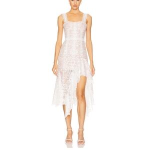 Bronx and Banco White Asymmetrical Lace Dress
